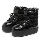 Ankle Boots Women Winter Genuine Leather Waterproof Platform Snow Boots For Warm Plush Non Slip Cotton Padded Shoes Size 34-41