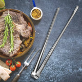 Grill Tongs Stainless Steel Food Tongs Metal Kitchen Tweezers Cooking Utensils for Salad Fish Steak Barbecue Buffet