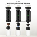 Coffee Machine Wireless Electric Portable Espresso Coffee Machine Maker 3-in-1 Capsule Powder Travel Coffee Maker