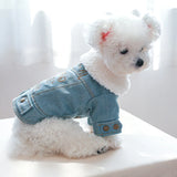 Extra Thick Denim Pet Dog Clothes Breathable French Bulldog Fleece Down Jacket Medium Puppy Clothing Winter York Cat Sweatshirt