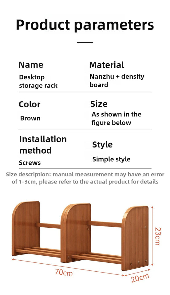Solid wood bookshelf, desk shelf, desktop finishing, Nanzhu simple vertical table, small retractable storage shelf