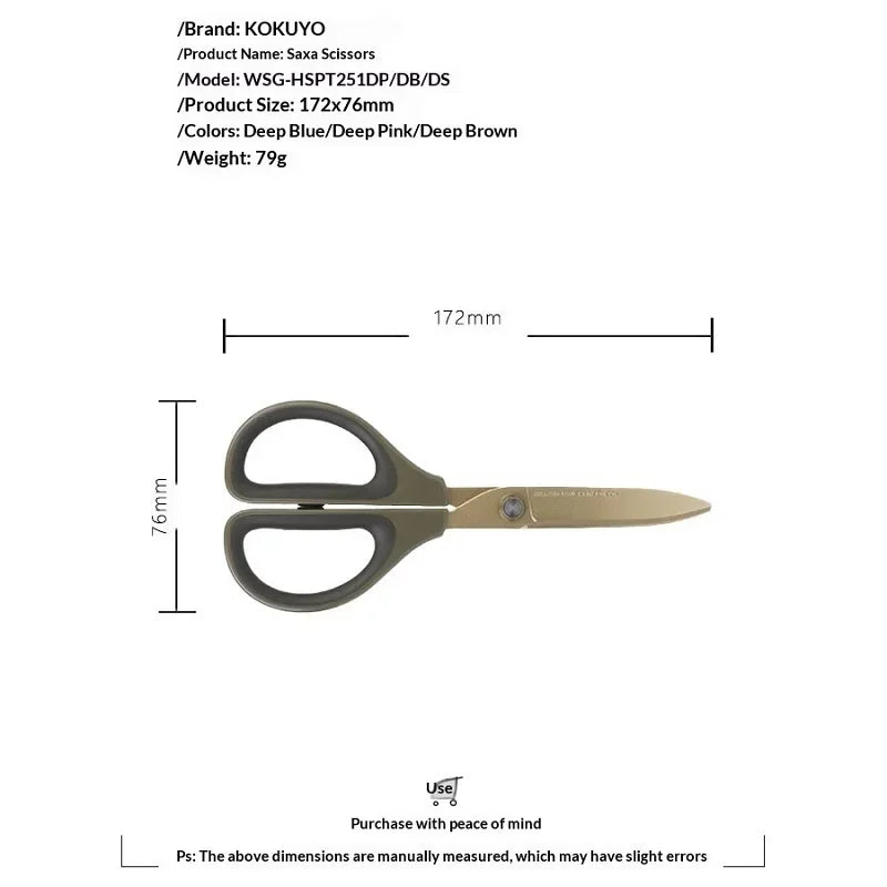 KOKUYO SAXA Curved Scissors for Effortless Cutting Non-stick Fluorine/Titanium Coated Safety Round Tip Portable Safe Craft Tools