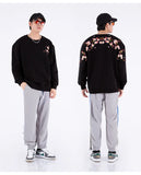 Floral Embroidery Unisex Pullovers Sweatshirt For Men Loose Fit Autumn Quality Cotton Fashion Casual Oversized Luxury Pull Homme