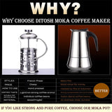 Coffee Pot Stainless Steel Filter Italian Espresso Latte Stovetop Percolator Tool 200/300/450/600Ml Moka Coffee Maker Coffee Pot