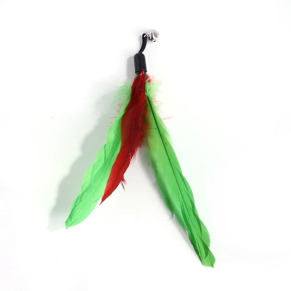 Cat Feather Toy Accessories False Birds Worm Toy with Bell Kitten Cat Toys Interactive Replacement Refill Foam Ball Training