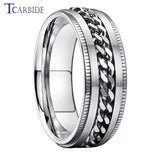 Dropshipping 8mm New Arrivals Men Women Stainless Steel Rotate Chain Ring Stepped Grooved Brushed Festival Fashion Gift Jewelry