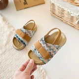 Summer Children Causal Sandals New Boho Toddler Beach Slippers for Girls Outdoor Daily Wear Non-slip Kids Retro Open-toe Sandals