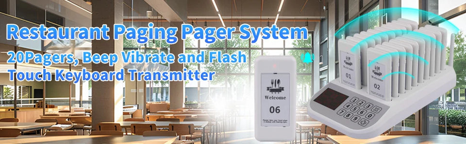 Wireless Restaurant Pager System Touch Panel Wireless Calling System Food Pager Guest Paging System for Coffee Shop Bar
