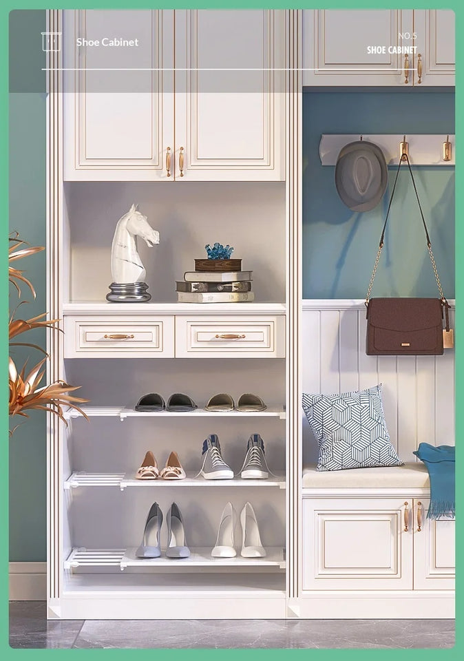 Adjustable Closet Organizer Shelf Set for Clothes ,Expandable Cabinet Divider for Dorm, Shoe Rack, Wardrobe Kitchen Storage Rack