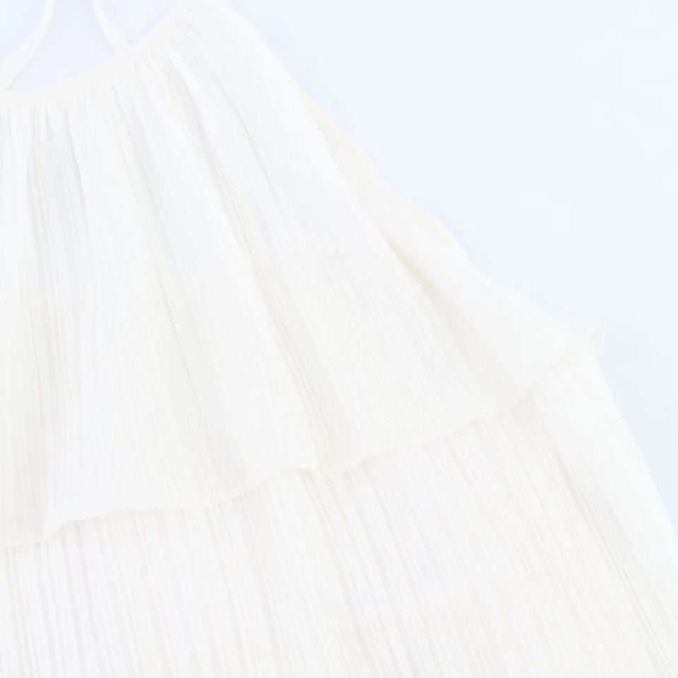 HH Women's Summer New Popular Sweet Laminated Decorative Halter Neck Dress Female Classy Sexy Backless Mini Sleeveless Dress