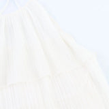 HH Women's Summer New Popular Sweet Laminated Decorative Halter Neck Dress Female Classy Sexy Backless Mini Sleeveless Dress