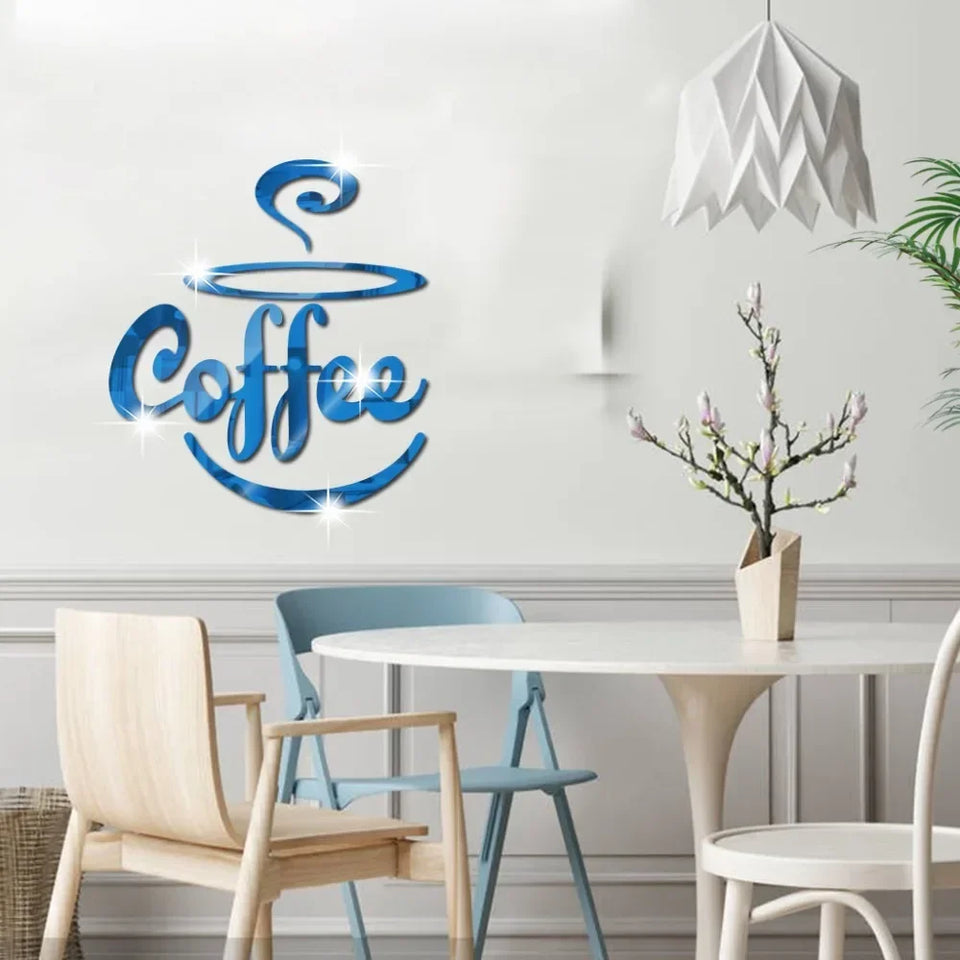 New Creative Acrylic Mirror Coffee Cup Wall Paste Living Room Bedroom Background Wall Decoration Self-adhesive Mirror