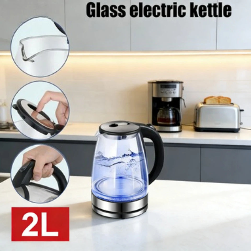 Fast Boil Electric Kettle, 2L Stainless Steel with Auto Shut Off, Hot Water Boiler for Tea Coffee Home Office