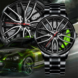 New Top Men Stainless Steel Watches Mens Car Wheel Hub Leather Quartz Watch For Male Military Sport Watch Relogio Masculino Hot