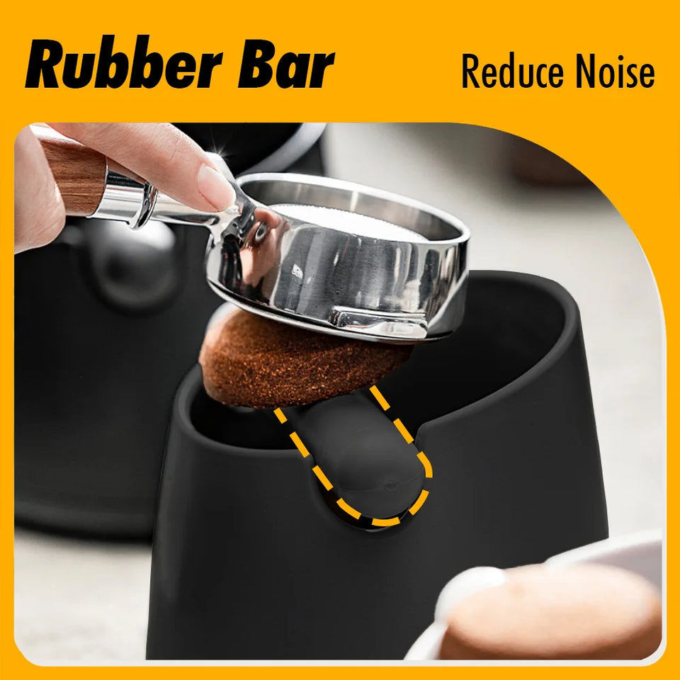 White Coffee Knock Box with Rubber Knock Bar 800ML Black Espresso Grounds Container Anti Slip Coffee Grind Waste Dump Bin