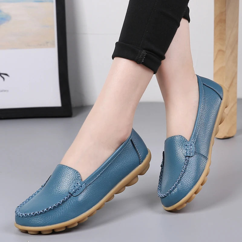 Women Flats Ballet Shoes Woman Cut Out Leather Breathable Moccasins Women Boat Shoes Ballerina Ladies Casual Shoes