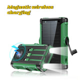 2025 NEW Solar Power Bank 20000mAh 22.5W Magnetic Wireless Powerbank Hand Crank with Cable Portable Charger for Outdoor Camping