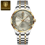 POEDAGAR Luxury Man Clock Waterproof Luminous Week Date Fashion Men's Wristwatch Stainless Steel Business Quartz Watches For Men