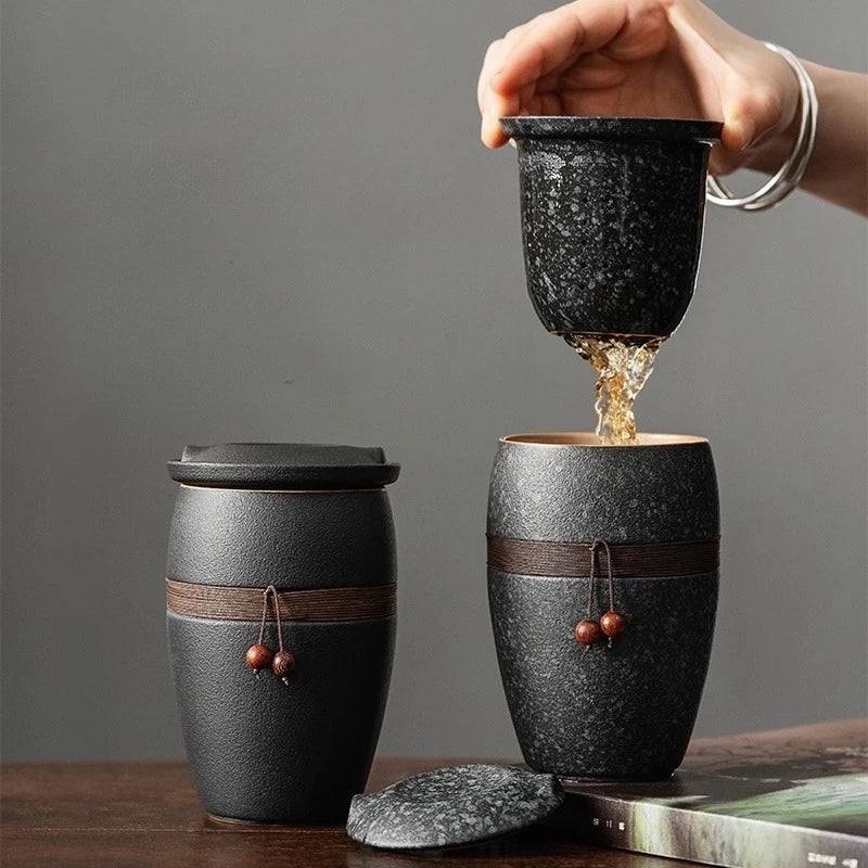 Tea Separation Tea Cup Ceramic with Lid Creative Tea Cup Personal Filter Office Portable Household Water Cup