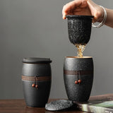 Tea Separation Tea Cup Ceramic with Lid Creative Tea Cup Personal Filter Office Portable Household Water Cup