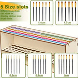 67-Slot Premium Wooden Brush Double-layer Holder Durable Artist Desk Organizer Pencil Paint Brushes Storage Art Craft