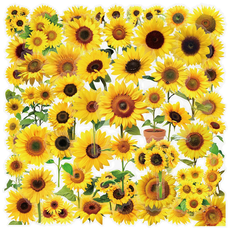 50 Pcs Transparent Flower & Plant Stickers - PET Decorative Craft Supplies for Journals, Notebooks, Tablets(Anime Worlds Store)