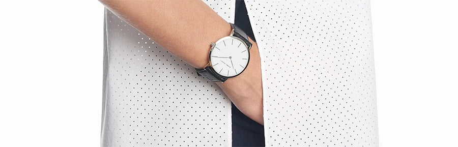 1 Set Women Leather Watches Minimalist Style 6.9mm Ultra Thin Dial Black Gift Box Adjuster Spare Strap Women's Dress Wristwatch