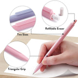 Cute Mechanical Pencil Set 6 Pastel Mechanical Pencils 0.5 0.7mm 120 HB Leads 3 Erasers 9 Eraser Refills Aesthetic School Supply