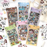 JIANWU Good Collection Book Series Vintage Life Character Landscape Material Collage PET Sticker Creative DIY Journal Stationery