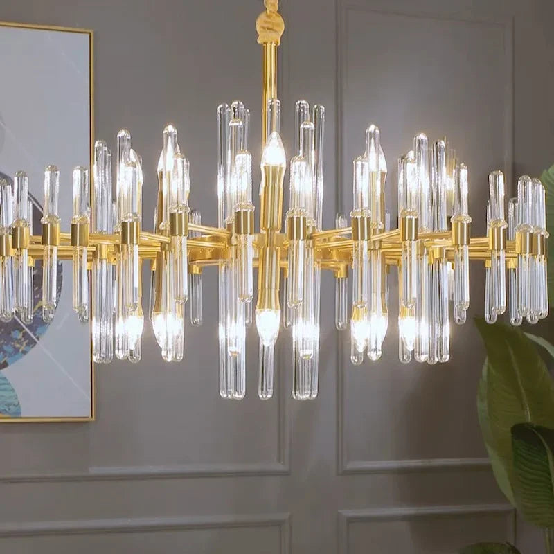 Modern restaurant luxurious smart crystal chandelier Gold round Living room interior decoration salon restaurant chandelier
