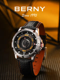 BERNY Automatic Skeleton Watch For Men 3D Dial 5ATM Luminous Sapphire 316L Steel MIYOTA 82S0 Mechanical Top Luxury Men's Watches