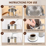 Vietnamese Coffee Filter Stainless Steel Phin Drip Coffee Pot Press Maker with 100pcs Filter Paper for Home Restaurant Travel