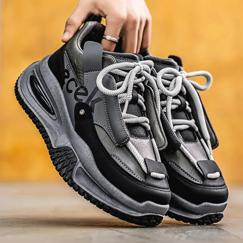 Chunky Sneaker Plus Size 45 46 47 48 Men Designer Sport Shoes Fashion Casual Leather Fabric Height Increased Flat Platform Shoes