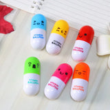 6pcs/lot Korea Stationery Smiling Face Pill Shape Ballpoint Pen Cute Cartoon Favor Retractable Ball Pen