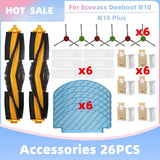 Compatible for Ecovacs Deeboot N10 / N10 Plus Replacement Accessories Parts Main Side Brush Hepa Filter Dust Bag Mop Cloth