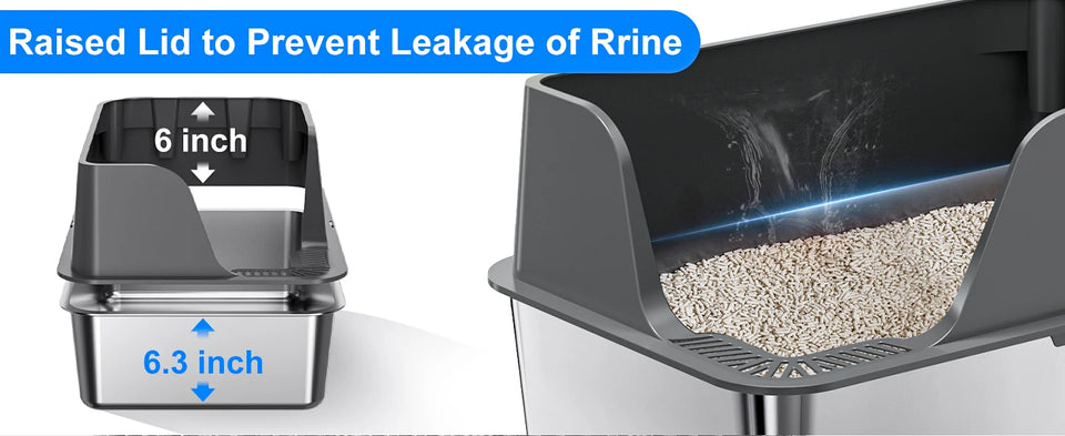 Stainless Steel Cat Litter Box,  Extra Large Splash-proof & Leak-proof Litter Box Suitable for Large Cats