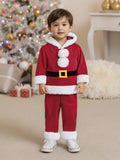 0-5T Girls Boys Santa Claus Costume Long Sleeve Hooded Sweatshirt with Pants Christmas Outfit Cosplay Costume