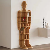 Furniture Modern Living Room Furniture Storage Wooden Black Corner Decoration Standing Bookshelf Human Modeling