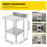 SucceBuy Stainless Steel Kitchen Work Bench Commercial Catering Table Worktable w/Undershelf 330LBS 286LBS for Restaurant Garage
