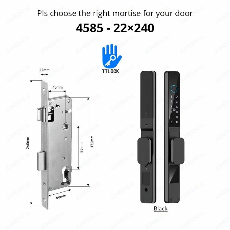 TTLock APP Waterproof Fingerprint Password Smart Lock For Outdoor Pull Push Sliding Aluminum Door 2885/ 3585/ 4585 /6085 Mortise