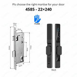 TTLock APP Waterproof Fingerprint Password Smart Lock For Outdoor Pull Push Sliding Aluminum Door 2885/ 3585/ 4585 /6085 Mortise