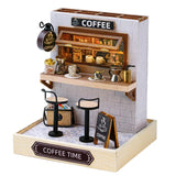 Coffee Shop Wooden Mini Doll House DIY Small House Kit Making And Assembling Room Models Toys For Kid Birthday Gifts Dollhouse