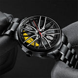 New Top Men Stainless Steel Watches Mens Car Wheel Hub Leather Quartz Watch For Male Military Sport Watch Relogio Masculino Hot