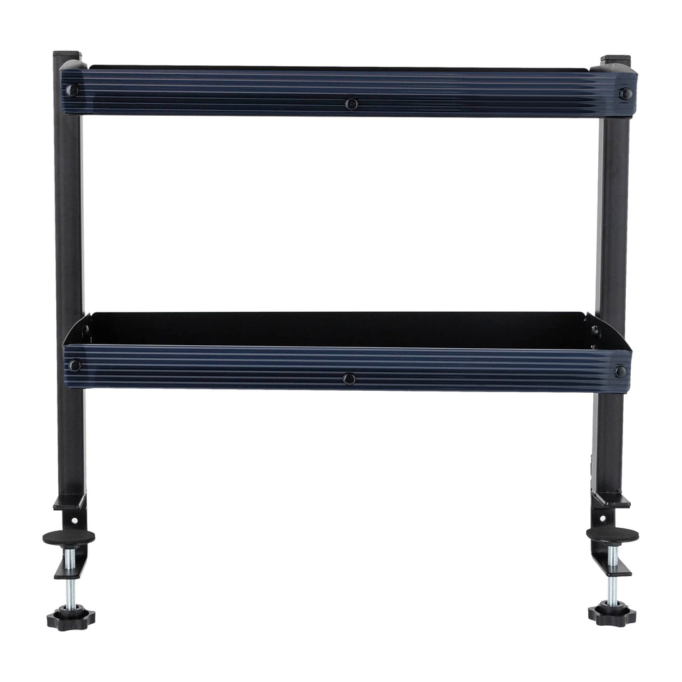 Clamp-on Desk Shelf, 2-Tier, Above or Under Table Corner Shelves Organizer, Black