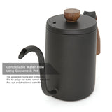600ML Non-stick Stainless Steel Pour Over Coffee Tea Pot with Thermomet Long Narrow Spout Hand Drip Kettle Coffee Accessories