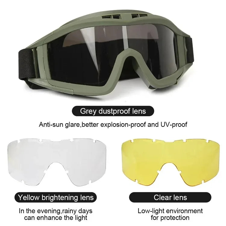 Explosion Proof Shooting Tactical Goggles Anti-impact CS War Game Airsoft Paintball Hunting Mounteering Goggles Glasses