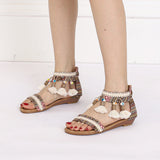 Summer New Women's Sandals Rome Bohemian Flow Su Flat Heel Soft Bottom Comfortable Anti slip Outerwear Tourist Vacation