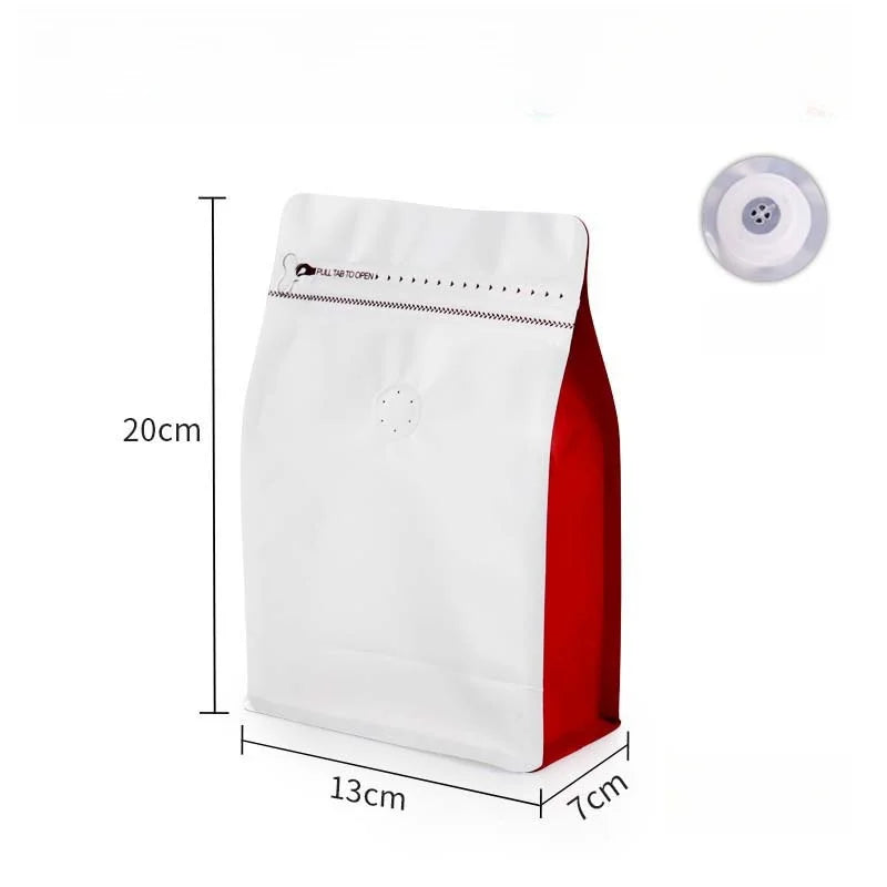 StoBag 50pcs 250g Coffee Beans Packaging Bag with Valve Aluminum Foil Heat Sealing for Powder Tea Nuts Storage Reusable Pouch