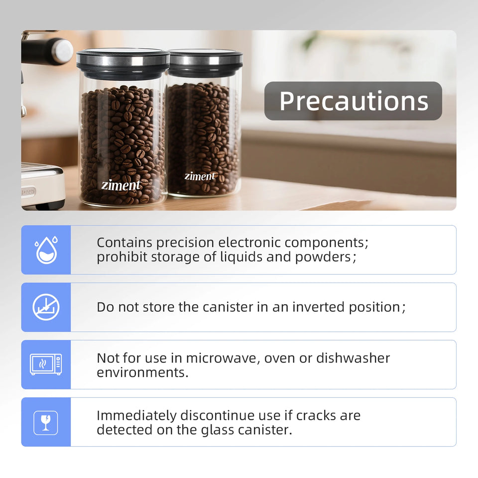Vacuum Sealed Jar Coffee Bean Storage Bottle 1.6L/1.1lbs Kitchen Food Grain Tea Glass Jar Fresh Storage Jar Kitchen Accessories