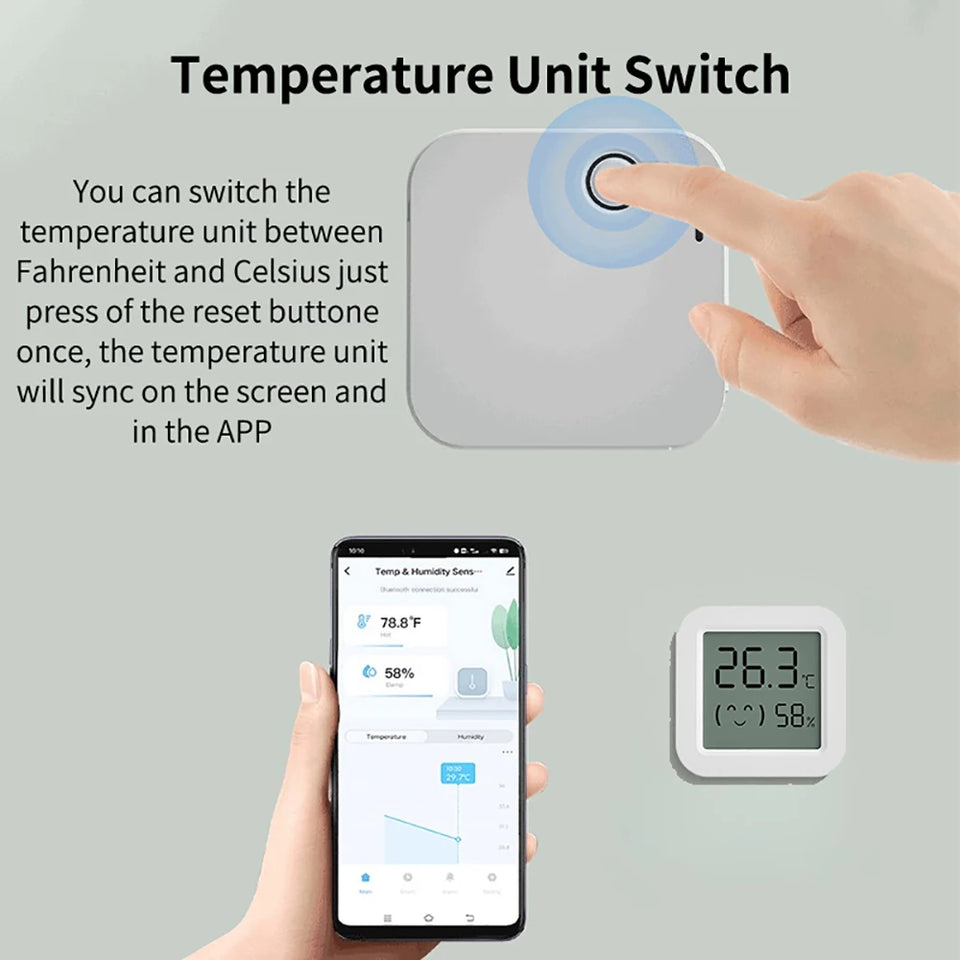 CozyLife Smart Thermometer Temperature Sensor Fridge Sensor Mini LCD Digital Display Bluetooth-Compatible Thermometer Hygrometer